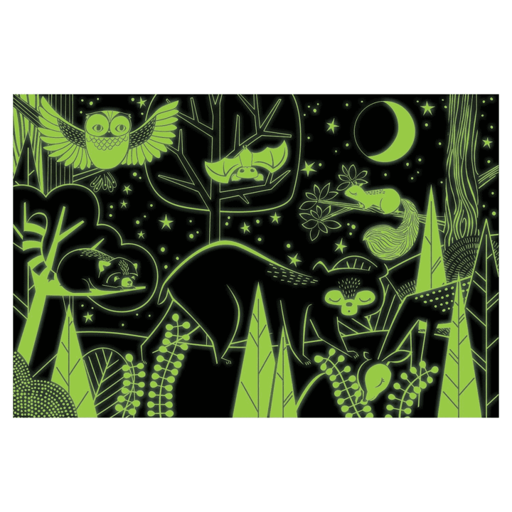 puzzle que brilla en la oscuridad, el bosque
