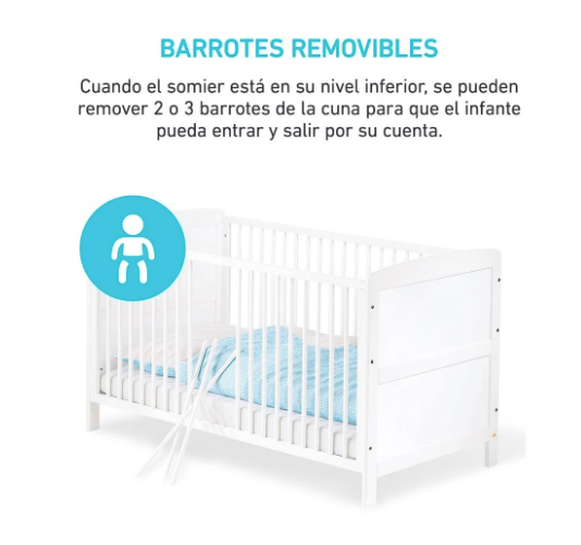 Cuna-Cama de transición de madera Viktoria (incl. colchón)