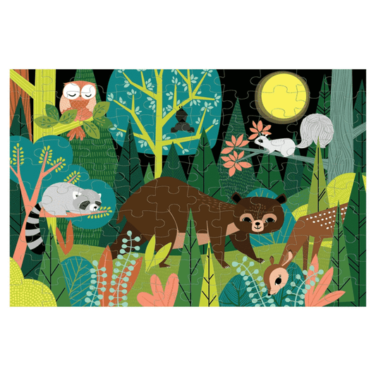 puzzle que brilla en la oscuridad, el bosque